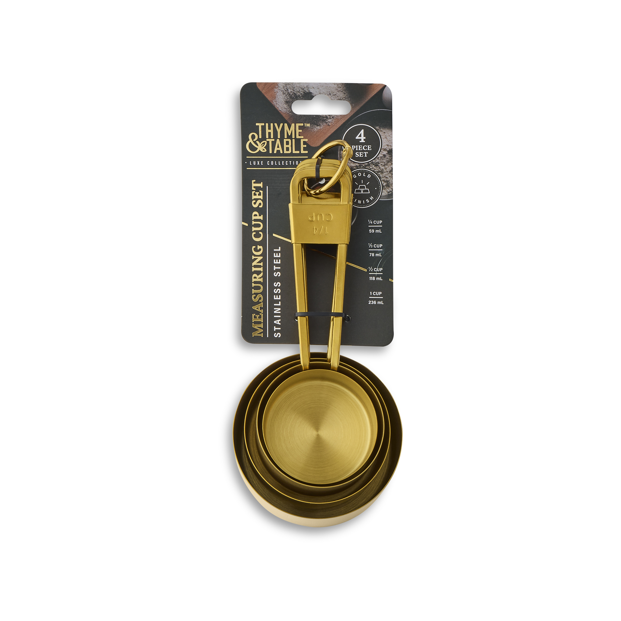 Thyme & Table 4-Piece Gold Stainless Steel Measuring Cup Set photo 2