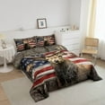 thumbnail image 2 of Erosebridal American Flag Deer Bedding Comforters Queen Size, Brown Wildlife Animal and Trees Theme Comforter Set, Red Blue USA Flag Print Natural Quilt Set Teens Present, 2 of 6
