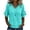 Cyan #044, variant on Womens Summer Gauze Tops Linen Raw Edge V Neck Short Sleeve and Hem Cotton Tunic Blouse Beach Vacation Tees, S