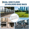 thumbnail image 5 of Heavy Duty Single-Sided Floor Bike Rack – 10-Bike Freestanding Storage Organizer, All-Steel Grid Design for Garage, School, Store, Street, Outdoor Use, Gray 10-cart, single-sided, 5 of 7