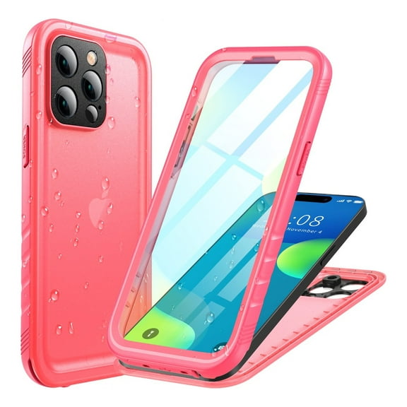 PlusAcc Waterproof Case for iPhone 13 Pro Max Underwater Dustproof Antishock Hard Bumper - Pink
