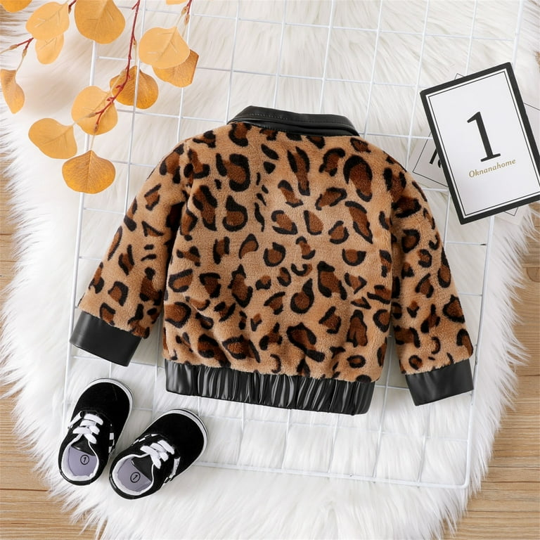 Girls Dress Jacket Ski Coat Kids Baby Boys Girls Jacket Patchwork Leopard Print Long Sleeve Coat Outwear Girl Coats Size 7