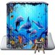 thumbnail image 1 of Cortina de ducha azul (delfín marino, 180 x 180 cm), cortina de ducha de tela de poliéster impermeable y lavable a máquina, cortina de ducha decorativa de secado rápido, 1 of 5