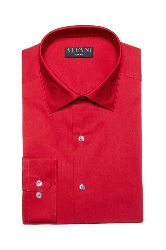 Mens Burgundy Collared Slim Fit Dress Shirt L 16/16.5- 32/33