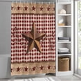 thumbnail image 6 of Vintage Texas Star Brown Shower Curtain Set, Waterproof Shower Curtains for Bathroom, Red Plaid Berry Farmhouse Washable Fabric Cloth Bath Curtain for Bathtub Decoration with Hooks 66x72 Inches, 6 of 9