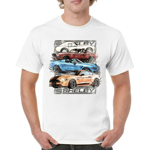 Shelby Cars Sketch T-shirt Mustang Racing American Muscle Car GT500 Cobra Performance Powered by Ford Men's Tee