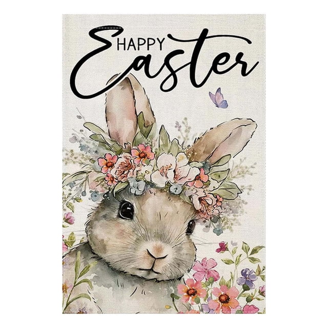 Easter Garden Flag 30 cm x 45 cm Linen-Style Polyester Outdoor Decor for Courtyard, Balcony, or Wall Display