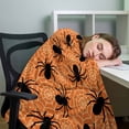 thumbnail image 4 of Flannel Fleece Throw Blanket Happy Halloween Spiders- Web Lightweight Soft Plush Blankets,Orange Cozy Warm Throw Blanket for Couch Sofa Bed Car Office All Season Use 40x60in, 4 of 9