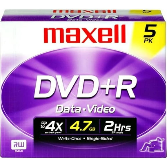Maxell DVD Recordable Media - DVD R - 16x - 4.70 GB - 5 Pack Jewel Case