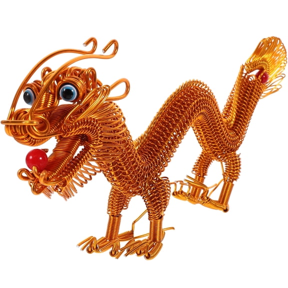 Handwoven Dragon Statue Chinese Dragon Decoration Detailed Woven Dragon Figurine Table Decor
