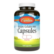 Carlson - Empty Gelatin 00 Capsules, Easy to Separate and Fill, with Screw Cap Bottle, 150 Capsules