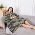 thumbnail image 5 of Oversized Wearable Blanket Hoodie,Green Camo Tiger Stripe Pattern Sherpa Blanket Hoodie with Super Pockets,Super Warm Fuzzy Pullover for Women & Men, 5 of 6