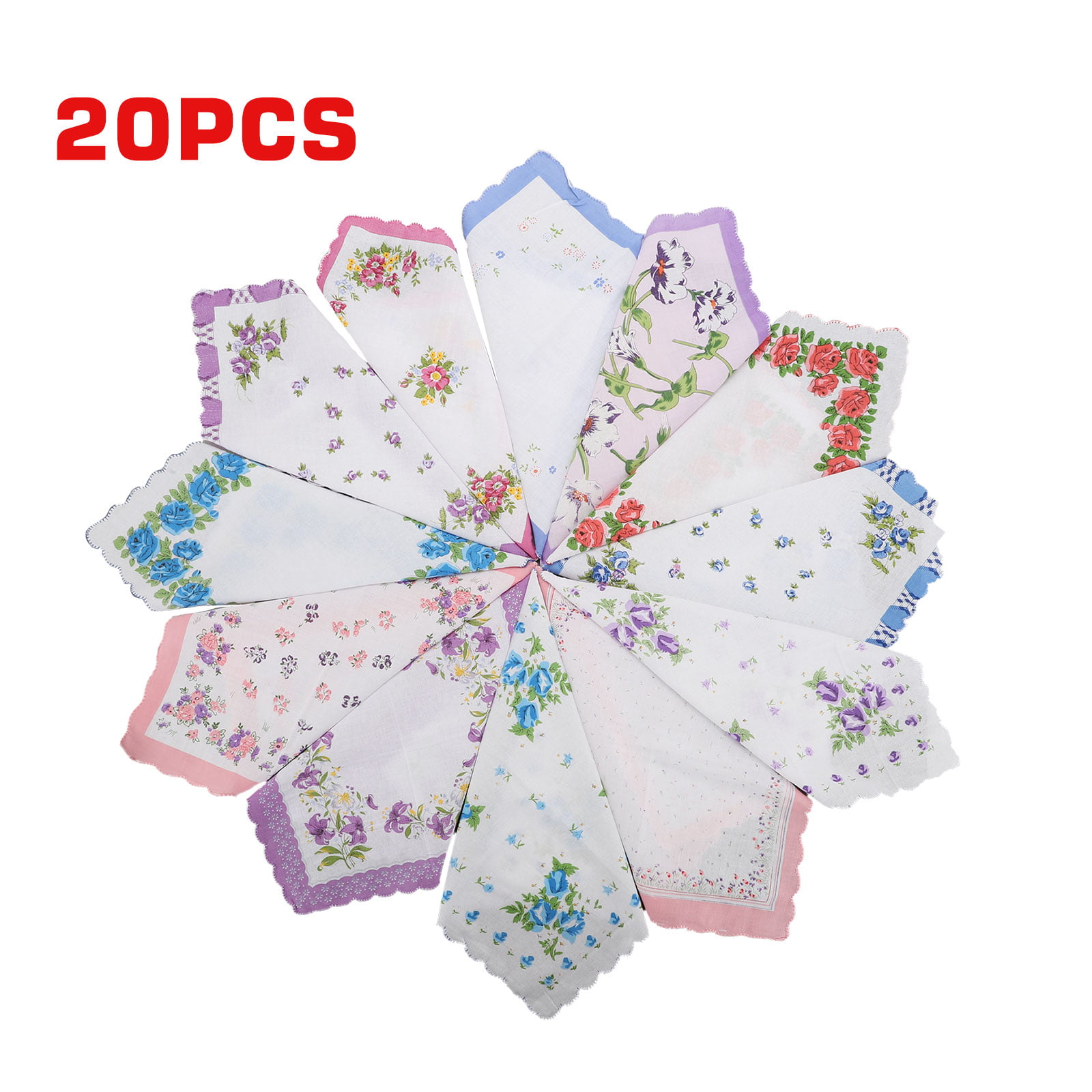 Childrens Handkerchiefs 12 pack Stars & Animals 25x25cm Hankies Cotton Hanky 