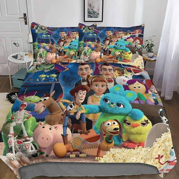 MYPALL Toy Story 3-piece Set Bedding Set 3D Print Comforter Cover with Zipper ForTeens And Kids Adults Soft Microfiber Bedspread Cover(King220x240cm)