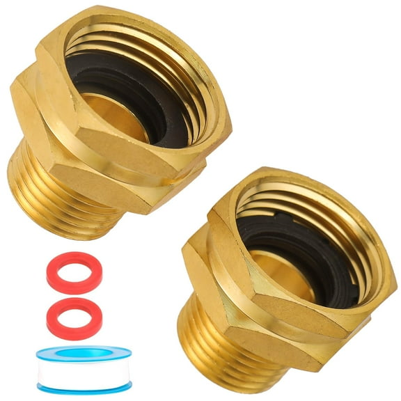 Brass Garden Hose Adapter 3/4 GHT Female to 1/2 NPT Male Connector, Heavy Duty Pipe Fittings for Outdoor Water Systems, Gold