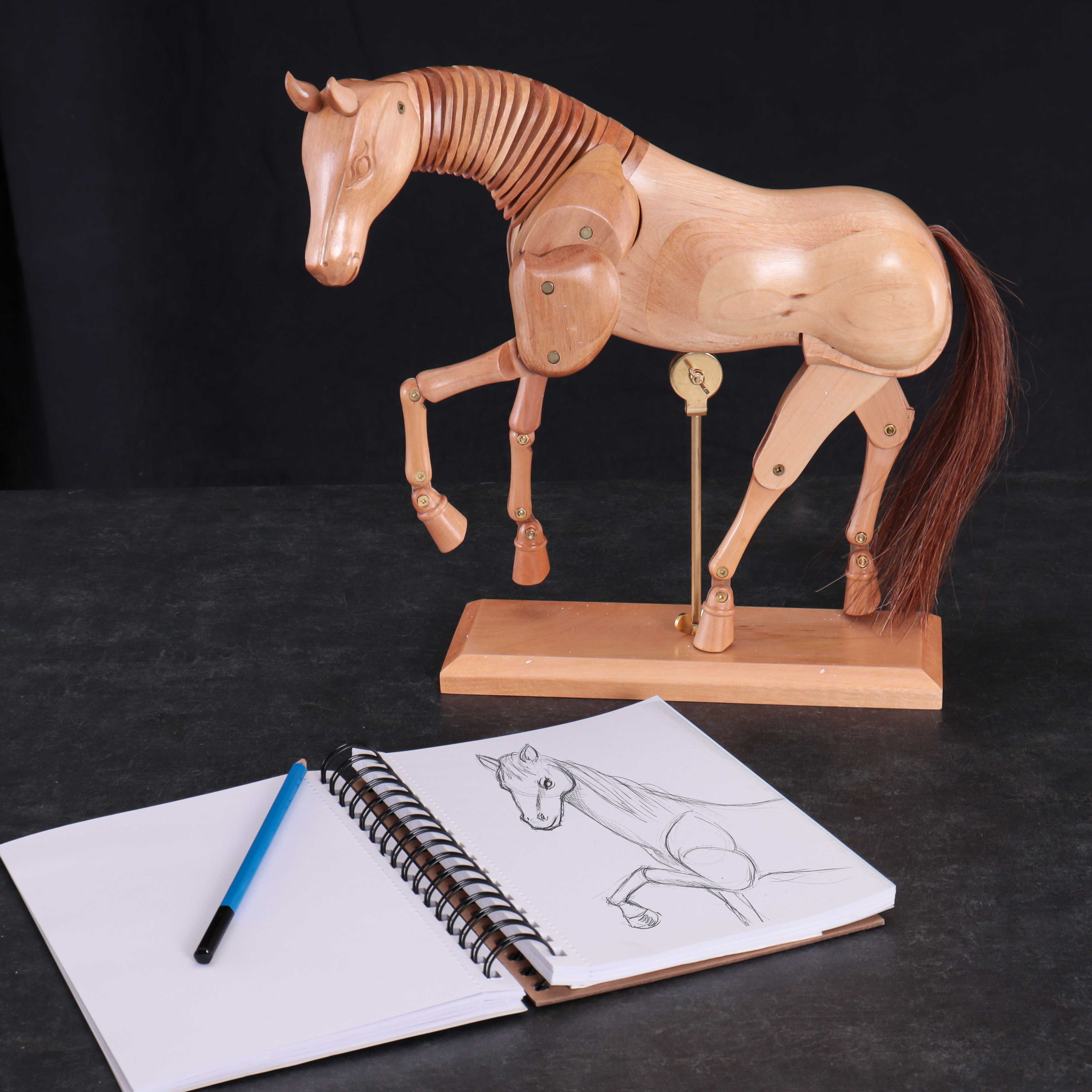 US Art Supply Wooden Horse Artist Drawing Manikin Articulated Mannequin (12" Horse)