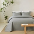 thumbnail image 6 of 3 PCS Solid Color Ultrasonic Lightweight Quilt Bedspread Set, Breathable Bed Cover, Modern All Season Bedding, 6 of 6