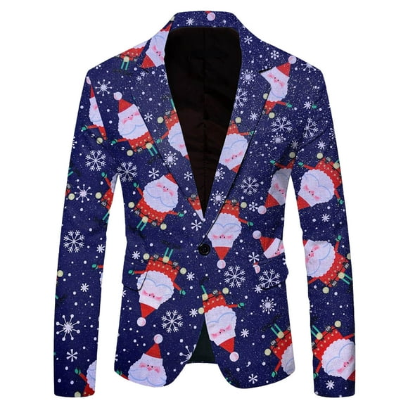 2025 Men's Blazers & Suit Jackets Mens Leisure Christmas Men Prom Jackets Printed Pocket Jacket Suit Big and Tall Sports Coats