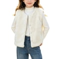 thumbnail image 2 of Lutiedan Girls Faux Furs Vest Kids Sleeveless Button Down Fluffy Coat Fleece Warm Layering Winter Waistcoat 18M-13Y,White, 2 of 7