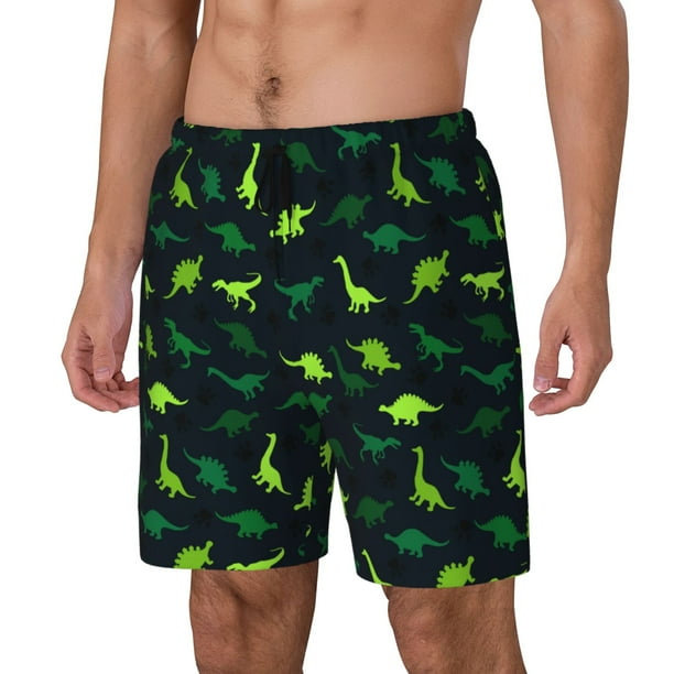 Balery Dinosaurs Bañador para hombre, shorts de playa de secado rápido con entrepierna y forro de compresión-Small