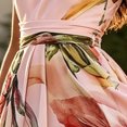 thumbnail image 4 of Zehjuhan Women's Flowy Sleeveless Maxi Dress with Ruching Tie Waist & A-Line Silhouette – Floral Print for Party & Vacation Pink，2XL, 4 of 6
