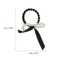 thumbnail image 4 of Unique Bargains 1 Pc Elegant Bow Pearl Scrunchies Hair Elastic Band black, 4 of 5