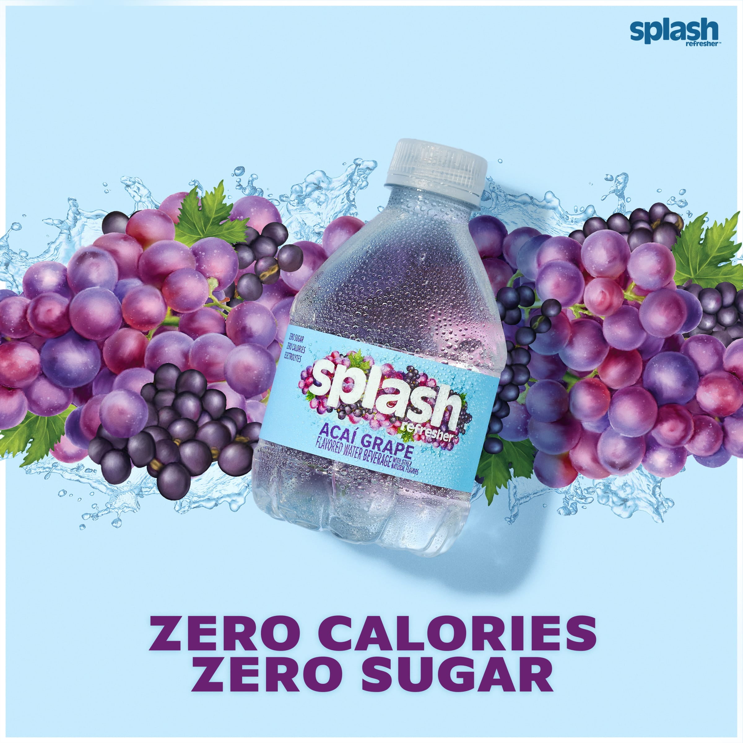 Splash Blast Acai Grape Flavored Water, 8 fl oz, 24-pack Plastic Bottles