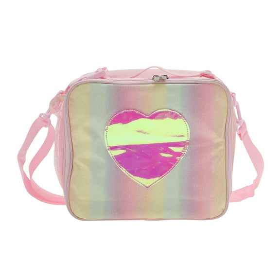 Unique Bargains 1 Pc Portable Heart Pattern Lunch Bag Pink