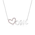 thumbnail image 1 of JeenMata Collar con Colgante de Corazón Abierto para Mamá con Piedra Rosa Decorada en Oro Blanco de 18 K sobre Plata - Piedra Natal de Octubre - Regalo para Mamá, 1 of 2