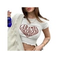 thumbnail image 5 of Gzhioc Women Summer Casual Crop Tops, Letter Printed Short Sleeve Round Neck Slim-Fit Tops, 5 of 9