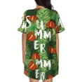 thumbnail image 3 of Lsque Palm Leaves And Tropical Flowers Women's Short-Sleeved Pajama Set - 2 Piece Soft and Lightweight Sleepwear Set-3X-Large, 3 of 9