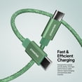 thumbnail image 3 of Powertek USB-C to USB-C Cable, Fast Charging Type-C Charger Cord, Durable Tangle-Resistant Sync Cable, Mint Glitter, 6FT, 3 of 5