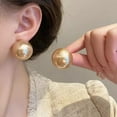 thumbnail image 2 of JennyShop New Large Round Pearl Earrings French High-End Feeling Light Luxury Earrings Fashion Single Item Women's Wedding Jewelry Gifts, 2 of 7