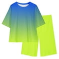 thumbnail image 3 of ZACPNCV Girls Short Sleeve T Shirt with Biker Shorts Set 2 Piece Summer Outfits Blue 8-9 Years, 3 of 8