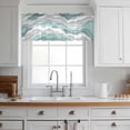 thumbnail image 3 of Teal Ombre Valance Curtains for Kitchen/Living Room/Bathroom/Bedroom Window, Rod Pocket Small Topper Half Short Window Curtains Voile Sheer Scarf, Modern Geometric Moire Abstract Art 60"x18", 3 of 8