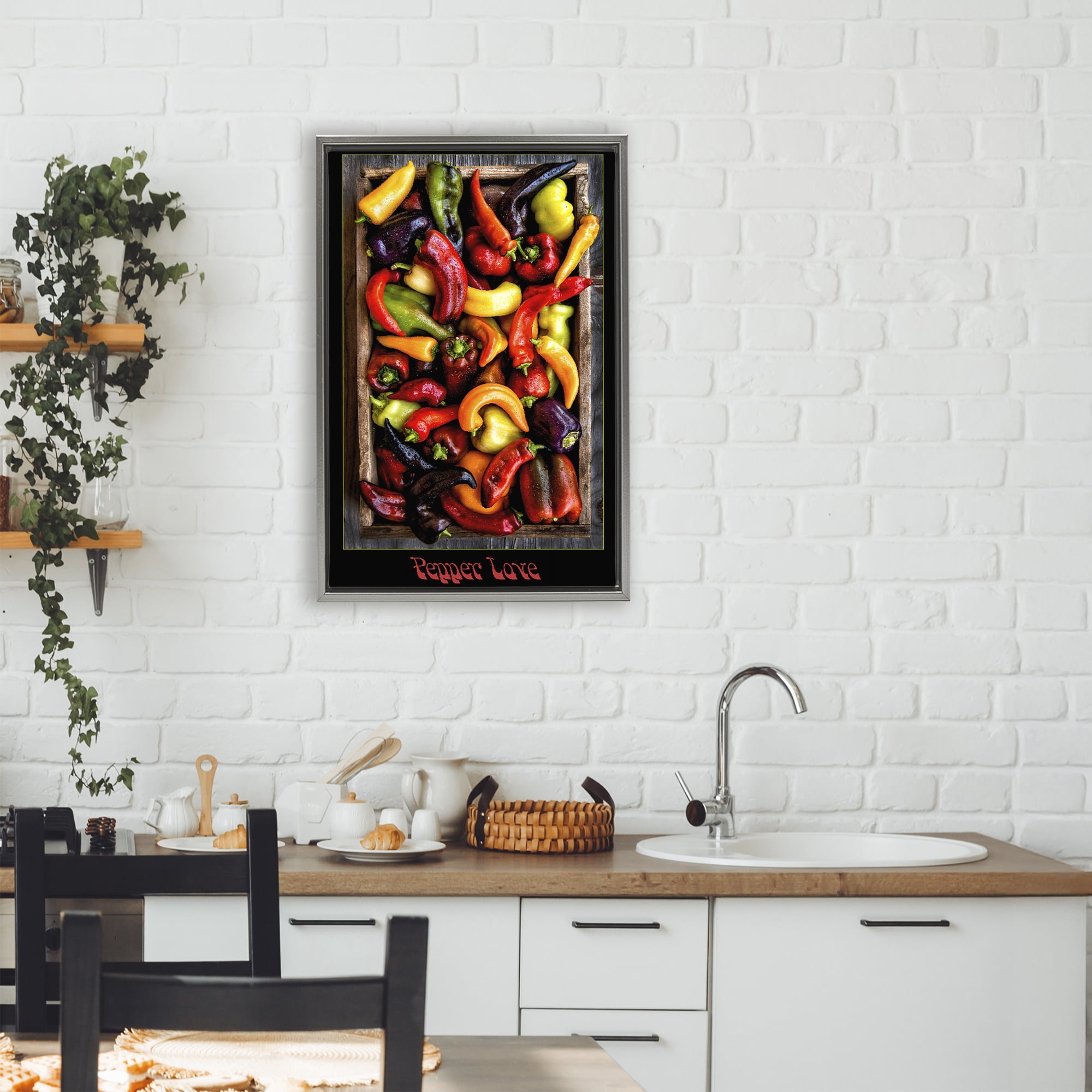Stupell Industries Pepper Love Vibrant Vegetables Gray Framed Floater Canvas Wall Art, design by Carl Kravats
