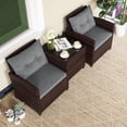 thumbnail image 3 of 3 Pieces Patio Furniture Set, PE Rattan Wicker 3 Pcs Outdoor Sofa Set w/Washable Cushion and Tempered Glass Tabletop, Conversation Furniture for Garden Poolside Balcony (Grey), 3 of 5