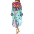 thumbnail image 2 of Sakkas Rema Women's Boho Shift Tunic High Low V-neck Long Sleeve Dress with Print - ONT85-Turq - One Size Regular, 2 of 5