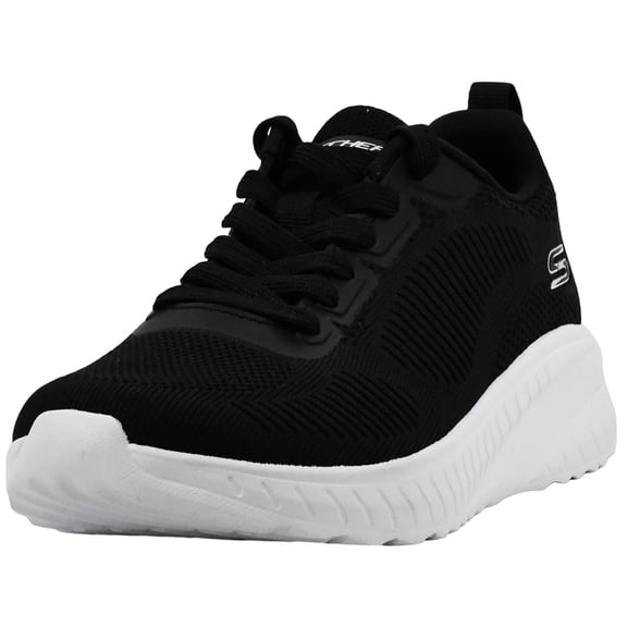 Skechers Women Shoes Bobs Squad Chaos - Face Off Casual Sneakers Knit Upper Memory Foam Insole Lace Up Rubber Outsole Shock Absorbing Midsole