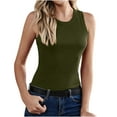 thumbnail image 6 of lmcalzta Womens Ribbed Knit Sleeveless Tank Tops Crew Neck Slim Fitting T Shirts Solid Basic Cami, 6 of 7