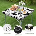 thumbnail image 4 of Black and White Halloween Doodle Pattern Square Fitted Tablecloth with Elastic Edge,Square Table Cover,Washable Elastic Table Cover for Home Kitchen Party Decor 34"x34", 4 of 6