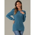 thumbnail image 3 of DARING DIVA Women's Puff Long Sleeve Tunic Tops Knit Crew Neck Shirt Blue XS, 3 of 6