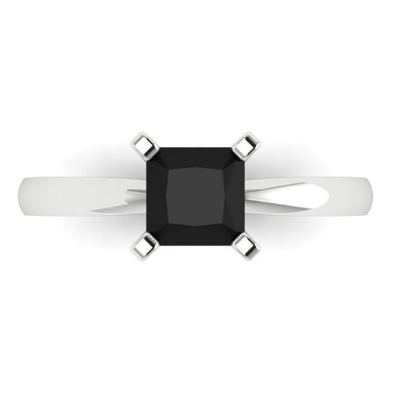 Solitaire Engagement Ring for Women - 1ct Natural Onyx in 14K White Gold Promise Ring