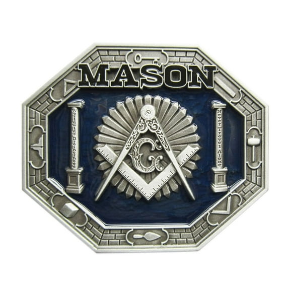 Antique Silver Enamel Mason Belt Buckle Gurtelschnalle Stock in US