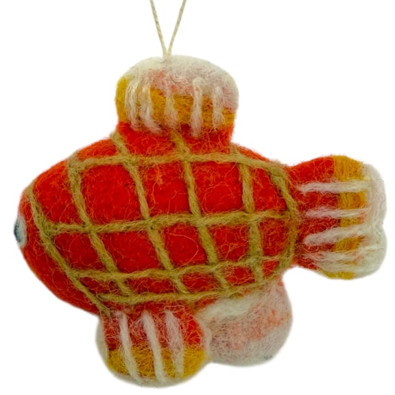 Goldfish Ornament – Felted Wool Handmade Fish Christmas Tree Holiday Decoration