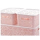 thumbnail image 4 of Caja de almacenamiento de plástico apilable Ahueca hacia fuera la cesta de almacenamiento de patrones retro delicados con tapa para ropa Papeles de cosméticos Juguetes - Tamaño pequeño (rosa), 4 of 4