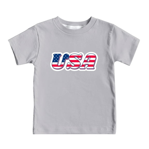 Gerichy Shirts for Boys Boys TshirtKids Summer Short Sleeve Independence Day Letter Printed T Shirt Top Casual Shirt Children's Clothes