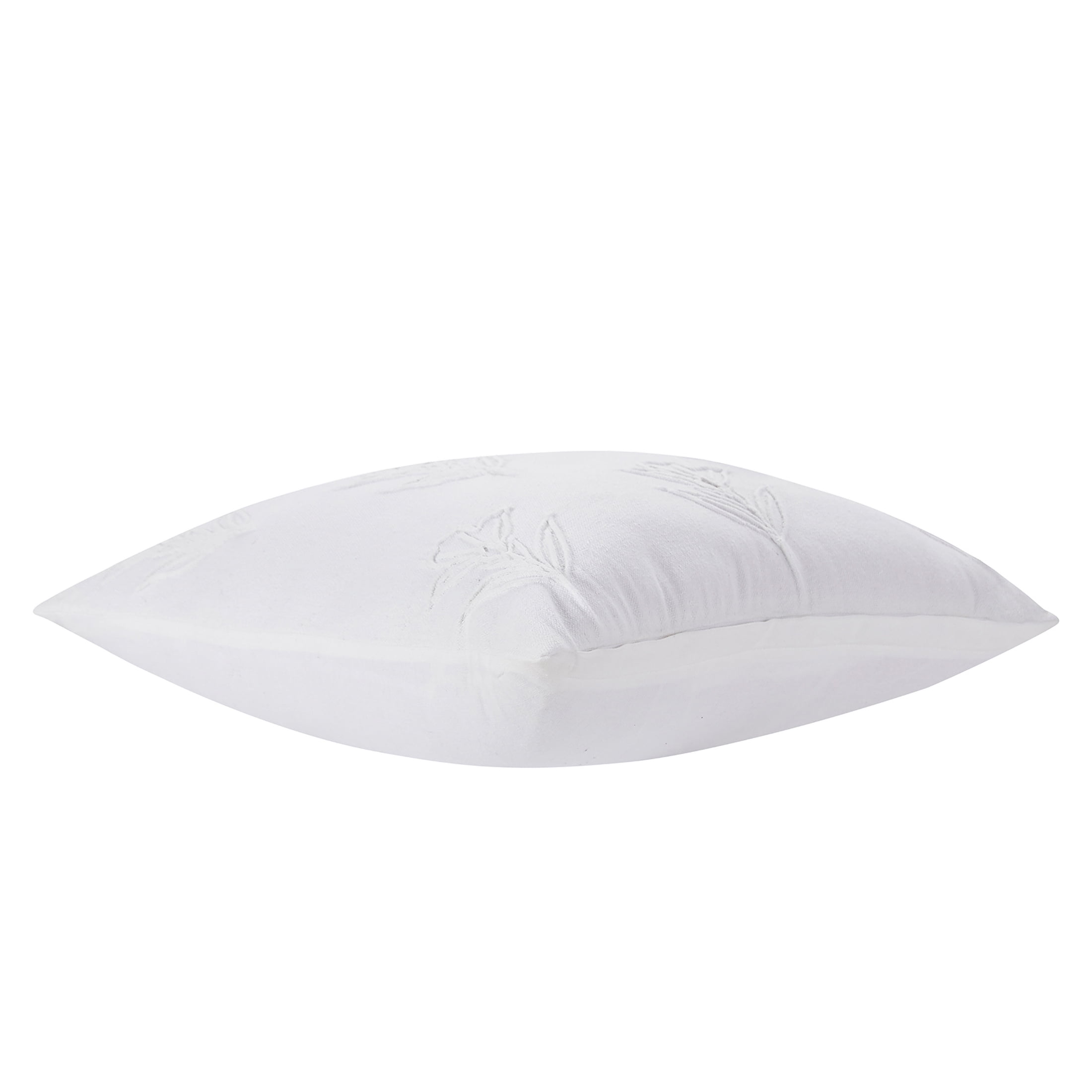 (2 pack) Beautiful Floral Pleated Cotton Decorative Pillow by Drew Barrymore, 20" x 20", White