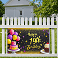 thumbnail image 7 of Glittery Black Background Happy 19th Birthday Banner with Balloons Cakes and Stars Party Supplies Photography Props Birthday Decoration Decor Backdrop, 7 of 7