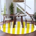 thumbnail image 4 of Yellow Striped Large Area Rugs for Bedroom Living Room, Soft Non Slip Carpet Bedside Rug, Modern Farmhouse Yellow White Stripes Round Floor Cover Kitchen Accent Rug 8' for Dining Room/Office, 4 of 9